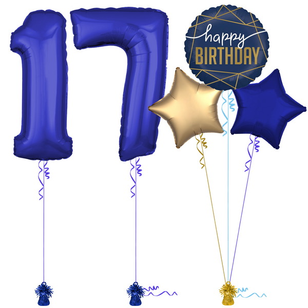 Royal Blue 17th Birthday Balloon Bouquet Set