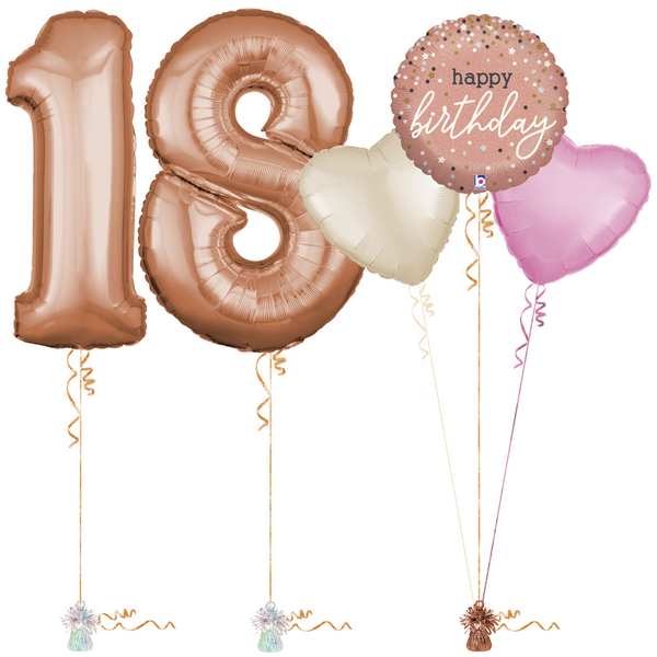 Rose Gold 18th Birthday Balloon Bouquet Set