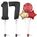 Bold Black 17th Birthday Balloon Bouquet Set