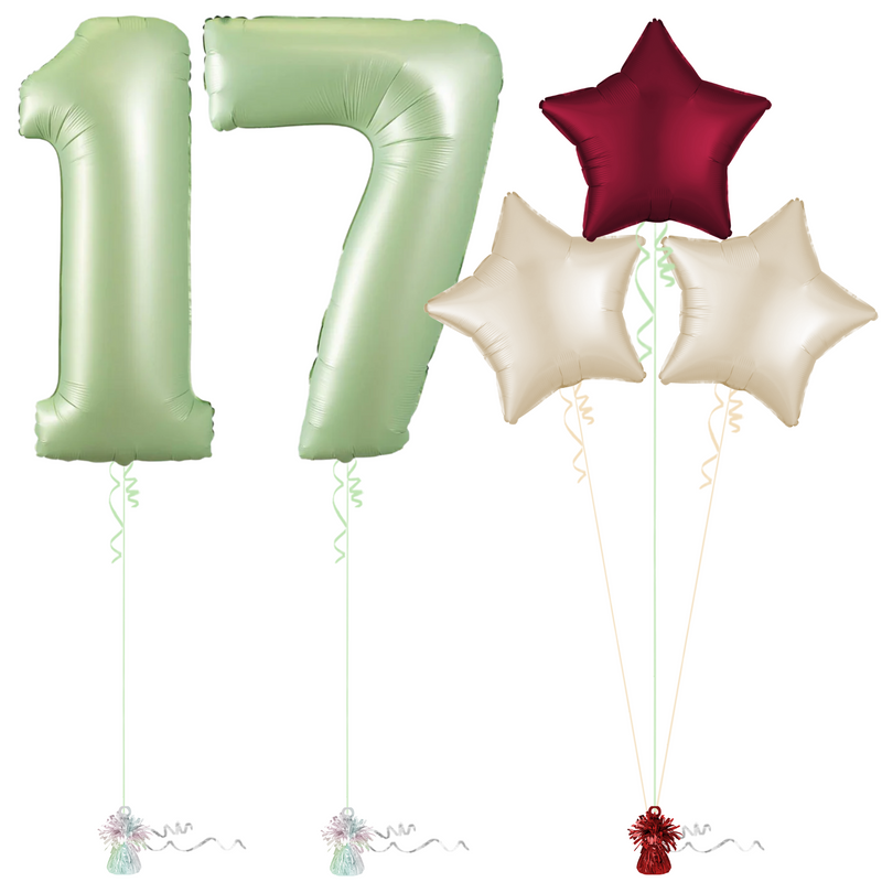 Olive Green 17th Birthday Balloon Bouquet Set