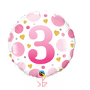 3rd Birthday Pink Polka Dots Balloon Bouquet