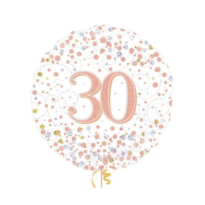 Happy 30th Birthday Rose Gold Balloon Bouquet