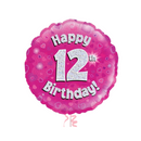 Happy Birthday 12th Pink Foil Balloon Bouquet