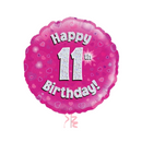 Happy Birthday 11th Pink Foil Balloon Bouquet