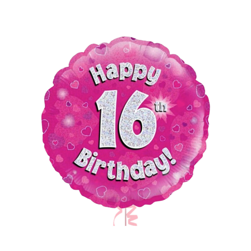 Happy Birthday 16th Pink Foil Balloon Bouquet