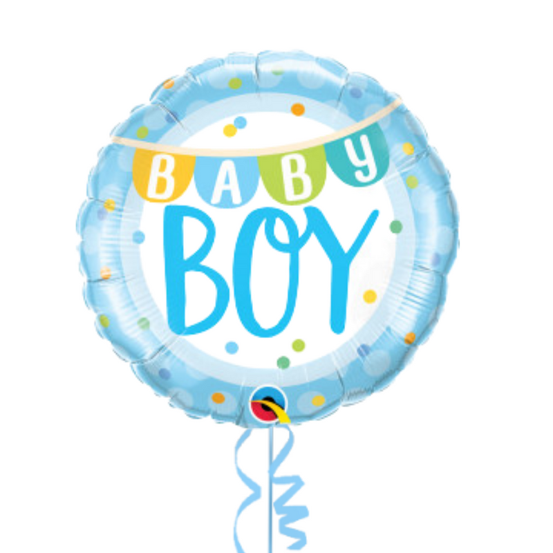 Baby Boy Banner and Dots Balloon Bouquet
