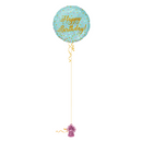 Blue and Gold Sparkles Happy Birthday Balloon Bouquet