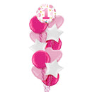 1st Birthday Girl Pink Polka Dot Balloon Bouquet