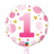 1st Birthday Girl Pink Polka Dot Balloon Bouquet