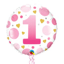1st Birthday Girl Pink Polka Dot Balloon Bouquet