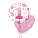 1st Birthday Girl Pink Polka Dot Balloon Bouquet