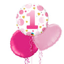 1st Birthday Girl Pink Polka Dot Balloon Bouquet
