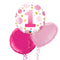 1st Birthday Girl Pink Polka Dot Balloon Bouquet