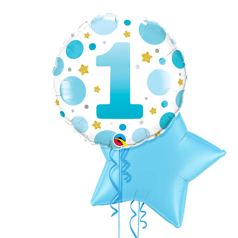 1st Birthday Blue Polka Dot Balloon Bouquet