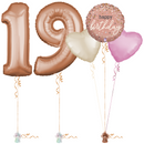 Rose Gold 19th Birthday Balloon Bouquet Set