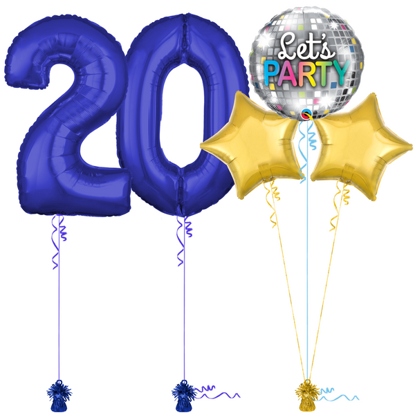 Royal Blue 20th Birthday Balloon Bouquet Set