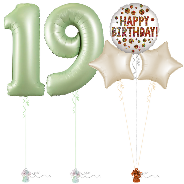 Olive Green 19th Birthday Balloon Bouquet Set