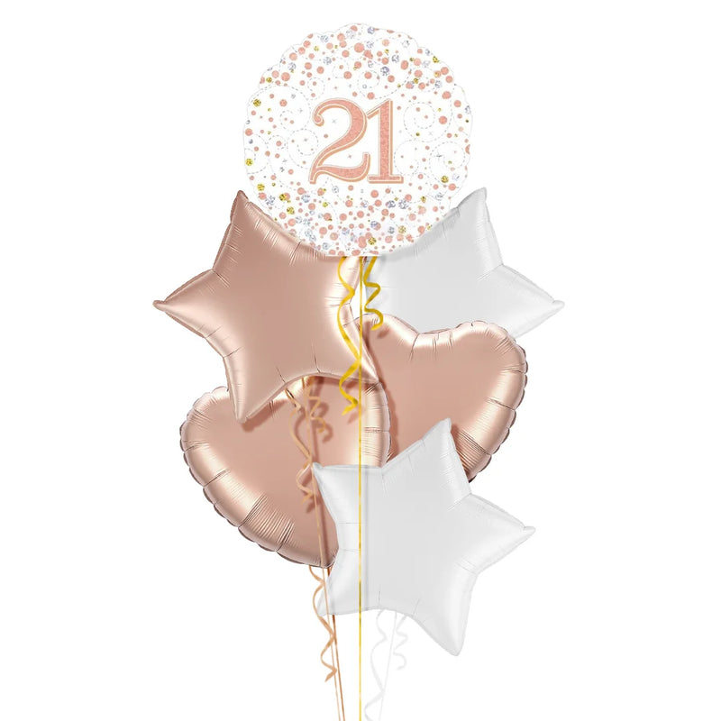 Happy 21st Birthday Rose Gold Balloon Bouquet