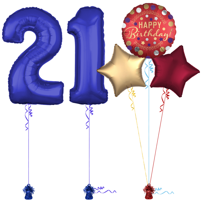 Royal Blue 21st Birthday Balloon Bouquet Set