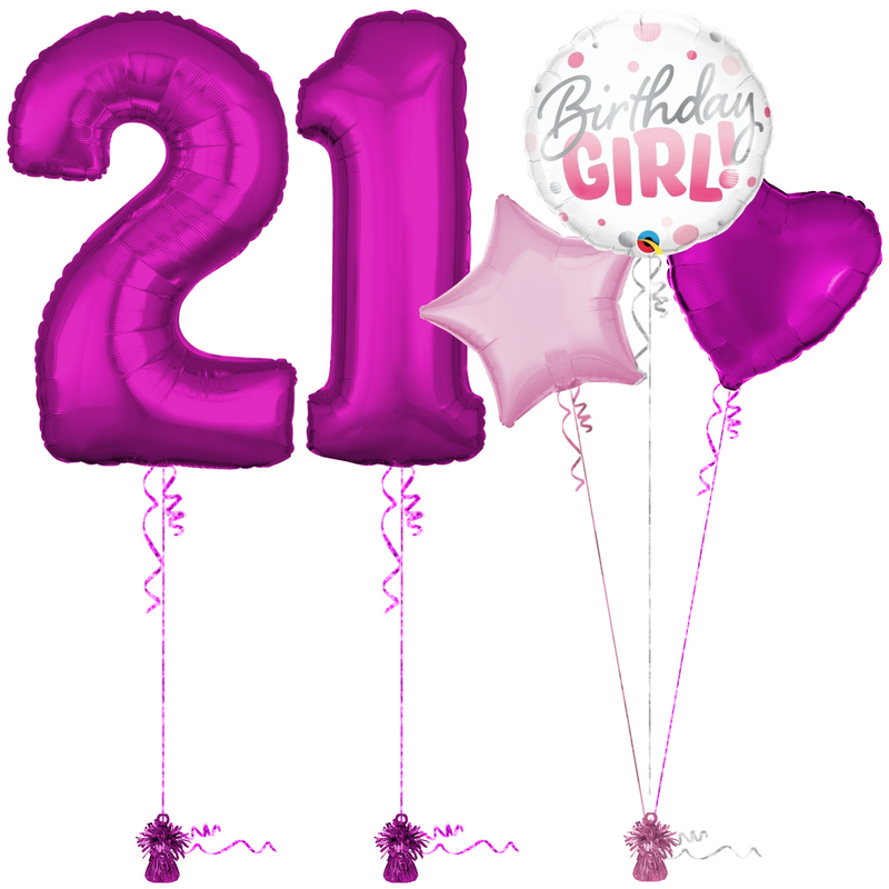 Hot Pink 21st Birthday Balloon Bouquet Set