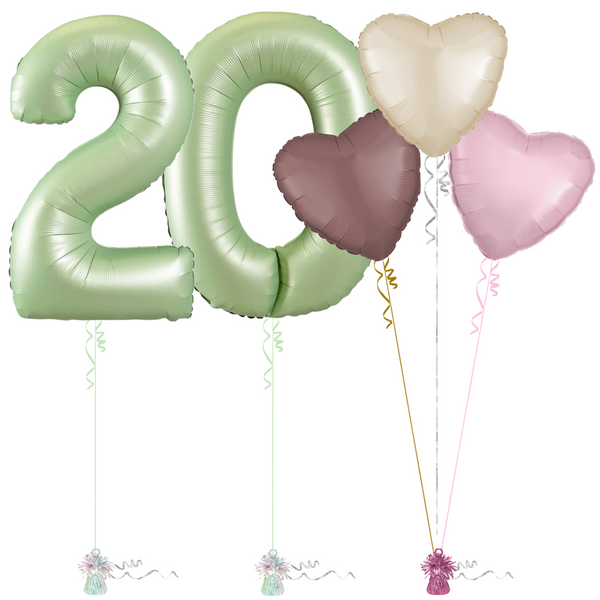 Olive Green 20th Birthday Balloon Bouquet Set