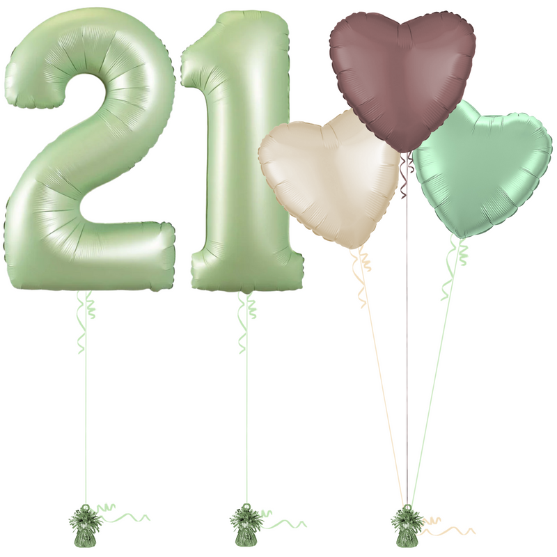 Olive Green 21st Birthday Balloon Bouquet Set
