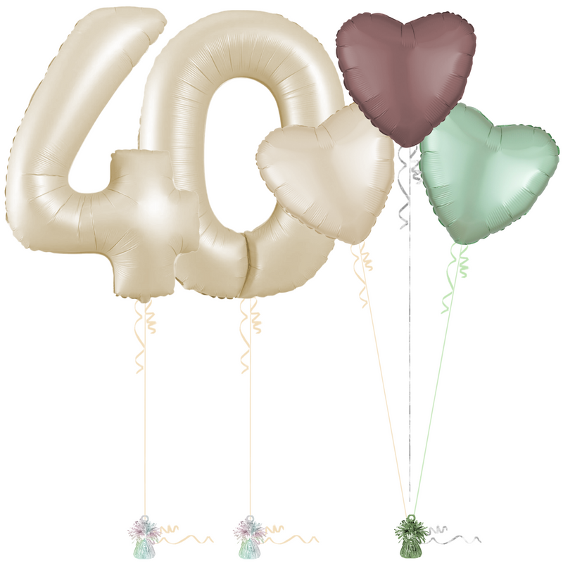 Cream 40th Birthday Balloon Bouquet Set