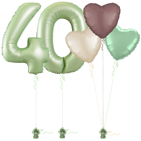 Olive Green 40th Birthday Balloon Bouquet Set