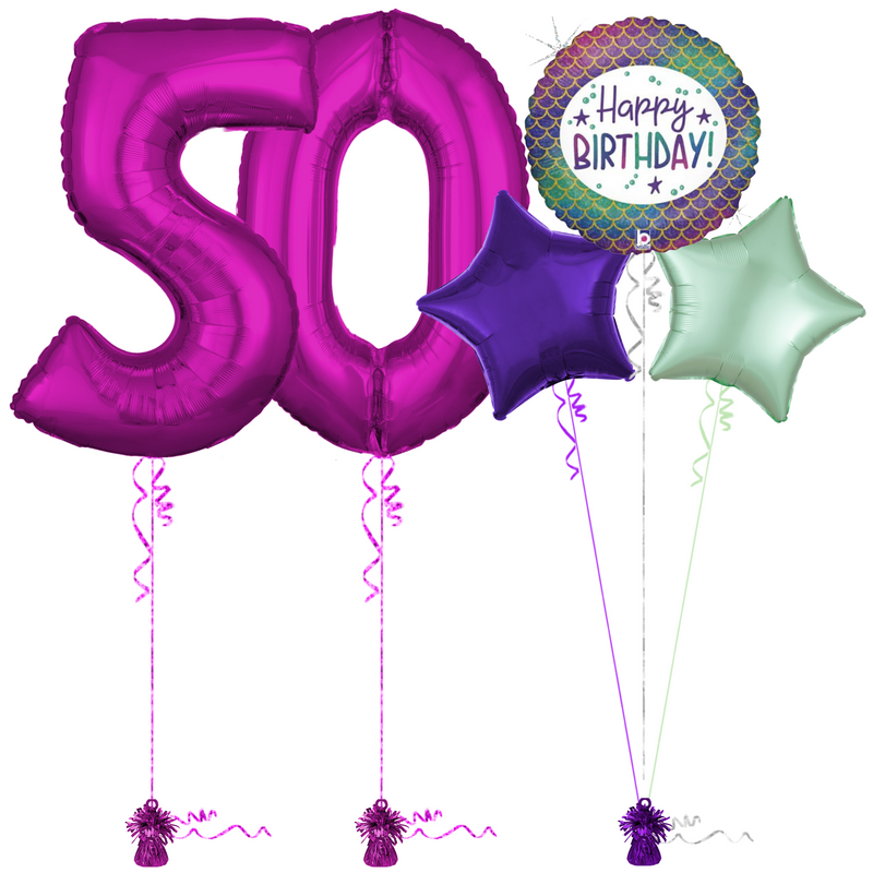 Hot Pink 50th Birthday Balloon Bouquet Set