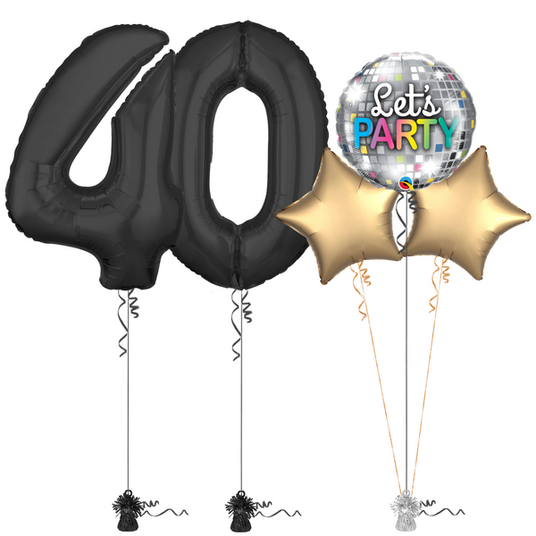 Bold Black 40th Birthday Balloon Bouquet Set