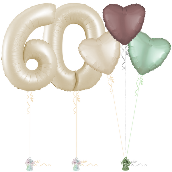 Cream 60th Birthday Balloon Bouquet Set