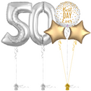 Silver 50th Birthday Balloon Bouquet Set