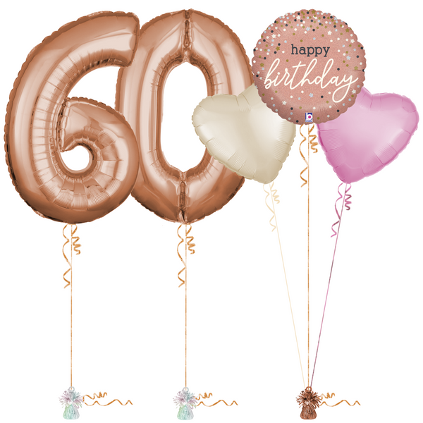 Rose Gold 60th Birthday Balloon Bouquet Set