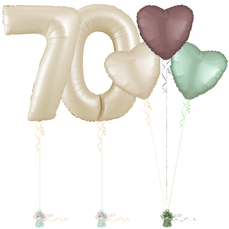 Cream 70th Birthday Balloon Bouquet Set