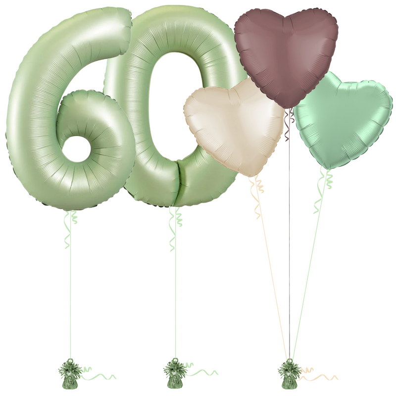 Olive Green 60th Birthday Balloon Bouquet Set
