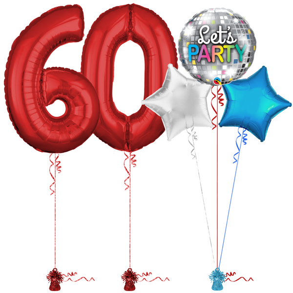 Red 60th Birthday Balloon Bouquet Set