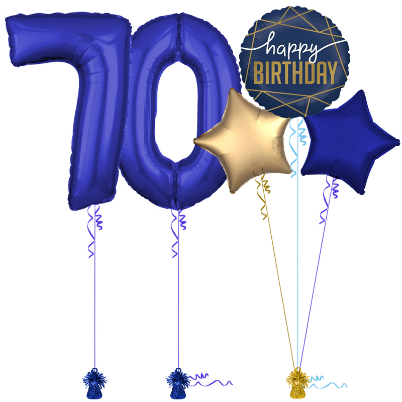 Royal Blue 70th Birthday Balloon Bouquet Set