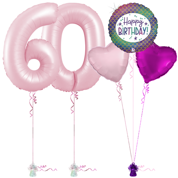 Pastel Pink 60th Birthday Balloon Bouquet Set