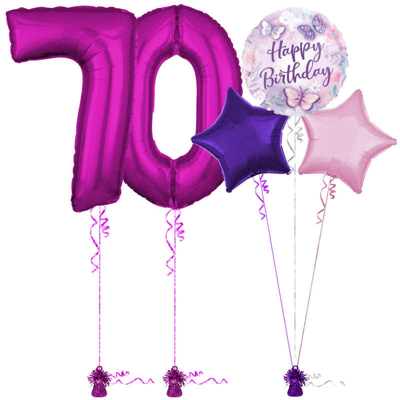 Hot Pink 70th Birthday Balloon Bouquet Set