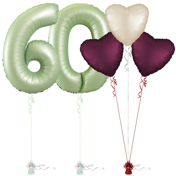 Olive Green 60th Birthday Balloon Bouquet Set