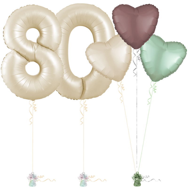 Cream 80th Birthday Balloon Bouquet Set