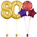 Gold 80th Birthday Balloon Bouquet Set