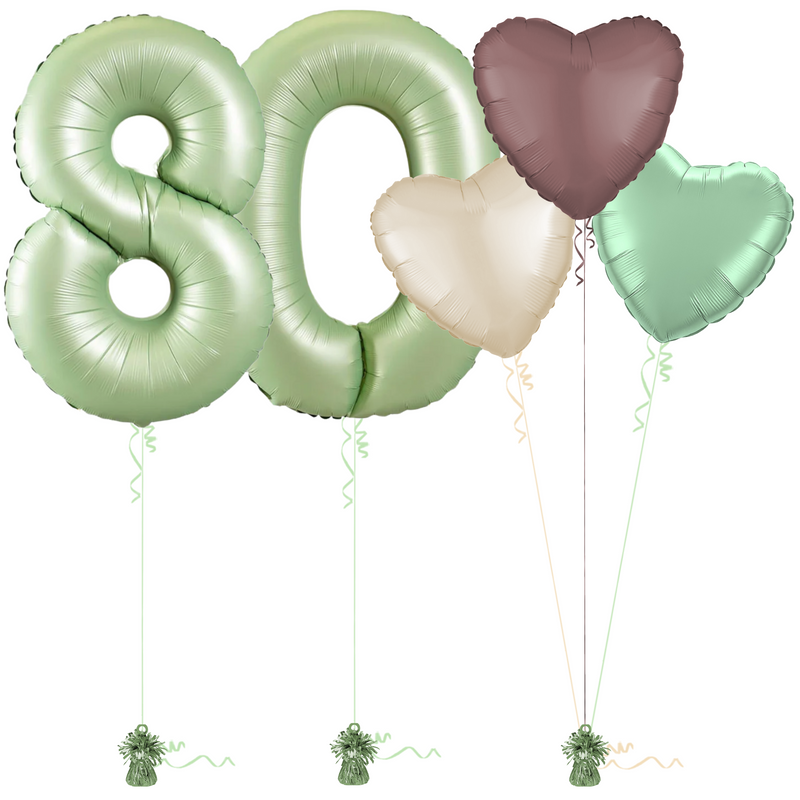 Olive Green 80th Birthday Balloon Bouquet Set