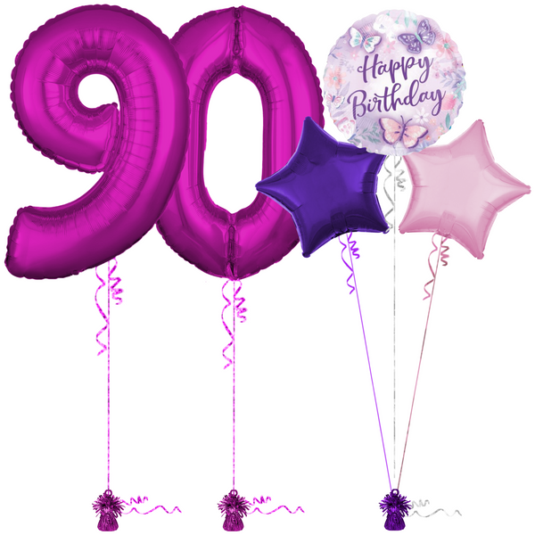 Hot Pink 90th Birthday Balloon Bouquet Set