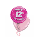 Happy Birthday 12th Pink Foil Balloon Bouquet