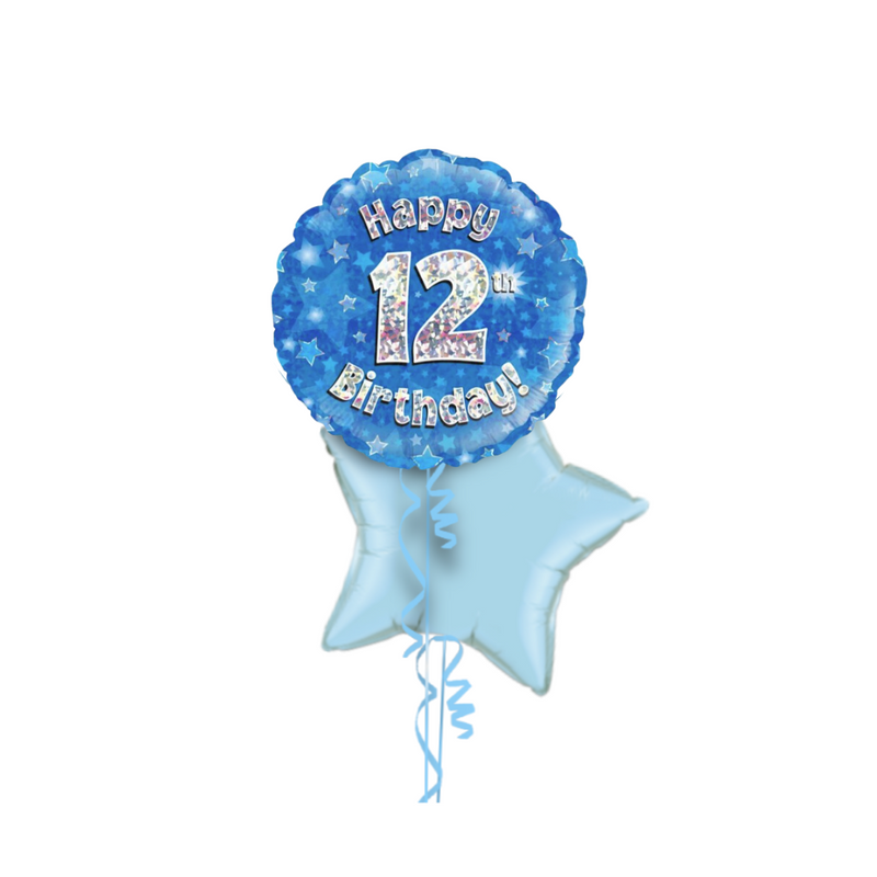 Happy Birthday 12th Blue Foil Balloon Bouquet