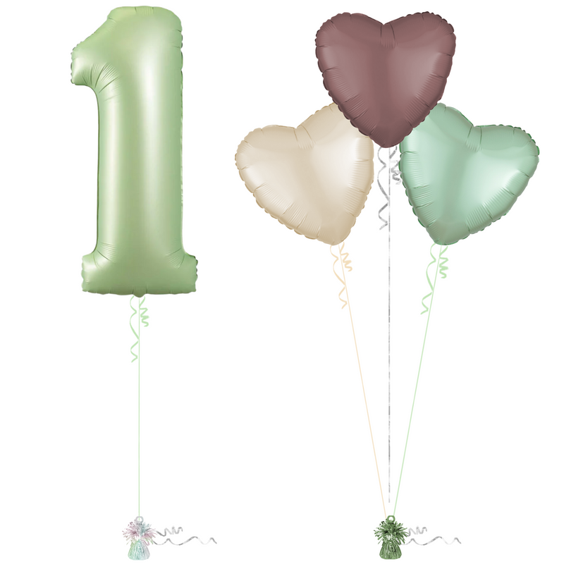 Olive Green 1st Birthday Balloon Bouquet Set