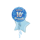 Happy Birthday 16th Blue Foil Balloon Bouquet