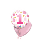 1st Birthday Girl Pink Polka Dot Balloon Bouquet