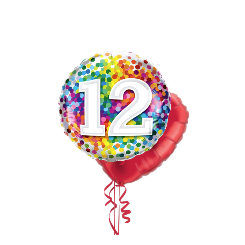 Happy 12th Birthday Confetti Balloon Bouquet